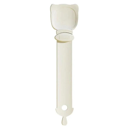 Handy Spoon for Everyday Cat Feeding at Home - cream plastic scoop with cat-ear handle for portioning wet food and treats, no-spill design