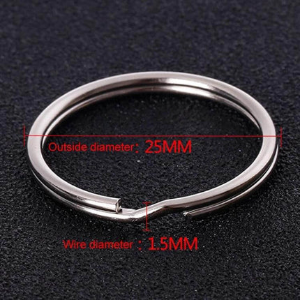 Key Holder Ring 1.5x25mm Metal Key Chain For Everyday Use - polished iron 1.5x25mm split ring for keys and small accessories
