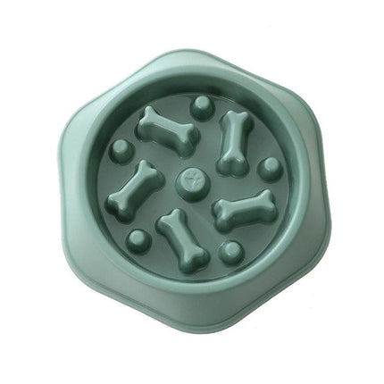 Essential Bone-Shaped Bowl for Daily Dog Meals at Home - green PP slow-feeding dog bowl with raised bone ridges to reduce gulping