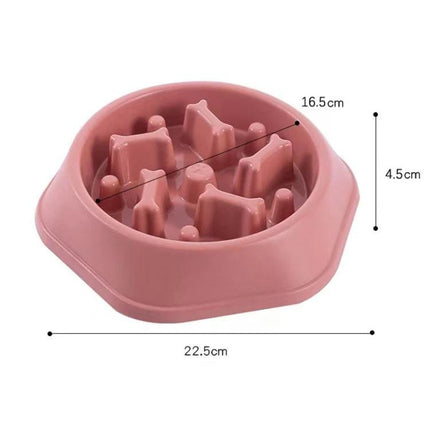 Essential Bone-Shaped Bowl for Daily Dog Meals at Home - pink PP slow-feeding bone-shaped dog bowl 22.5x16.5x4.5cm