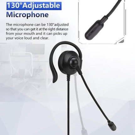 SOYTO Single-Side Ear Hook Wired Headset for Computer Calls with 130° adjustable microphone and single-ear hook for office video calls