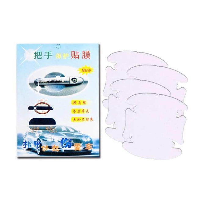 Invisible Scratch-Resistant Film for Car Door Handles, 4-Piece Set - clear PVC protectors for preventing scratches and dings on handles
