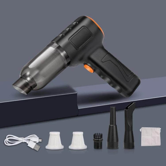 Car Vacuum Cleaner Wireless Handheld for Car Interiors compact cordless ABS vacuum with nozzle attachments, USB charging cable and storage bag