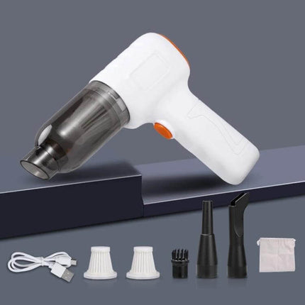 Car Vacuum Cleaner Wireless Handheld for Car Interiors - compact cordless ABS hand vacuum with multiple nozzles, USB charging cable and storage pouch