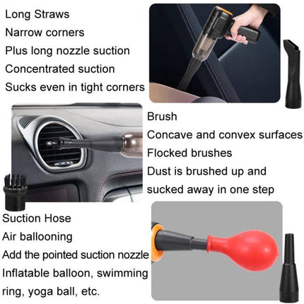 Car Vacuum Cleaner Wireless Handheld for Car Interiors – compact ABS cordless vacuum with long nozzle, brush and inflator for tight corners and seats
