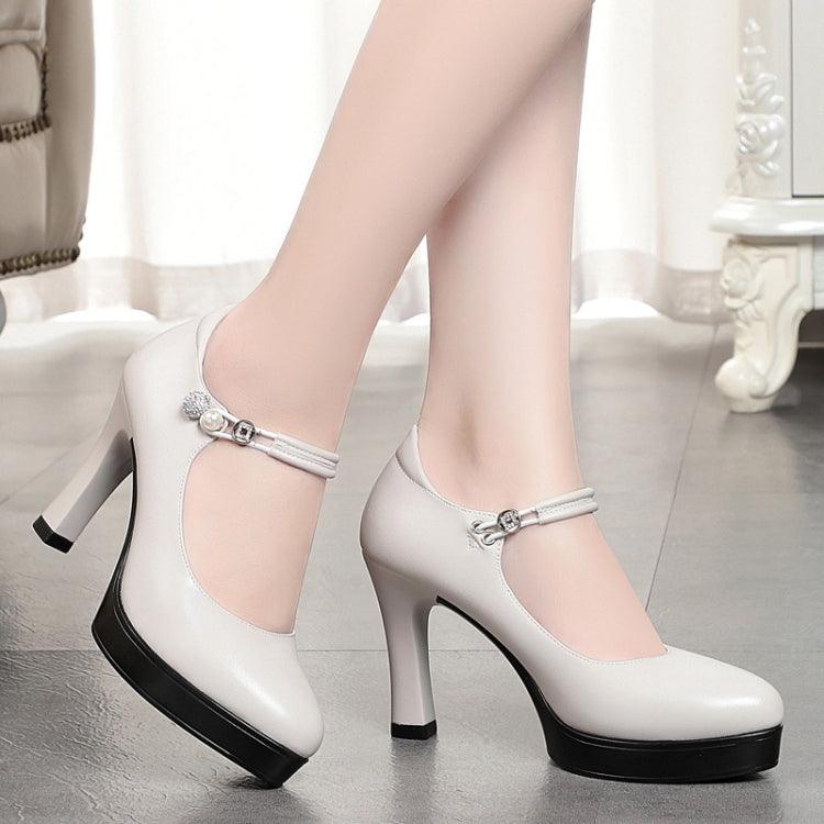 Chic Women's Waterproof Platform Heels with Buckle - Comfortable Small Heel Design