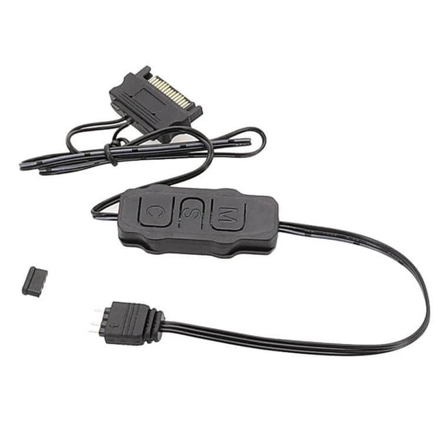 ARGB To SATA Power RGB Lighting Controller Cable For Chassis Fans - compact inline controller with SATA power and 3-pin ARGB connector for chassis fans