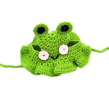 Comfortable Knitted Hats for Cats and Dogs in Daily Playtime - green crochet frog hat for playful pets, lightweight breathable wool