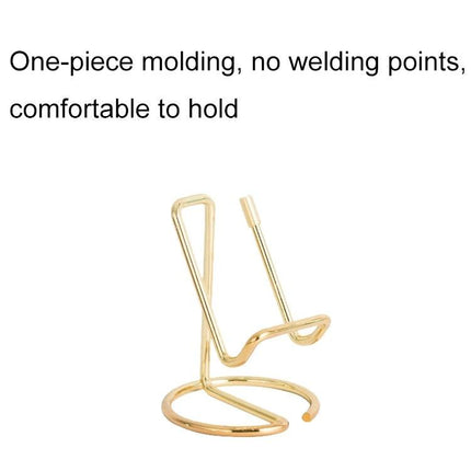 Versatile Desktop Stand for Phones, Tablets and Business Cards – gold alloy one-piece desktop holder for phone, tablet or business cards