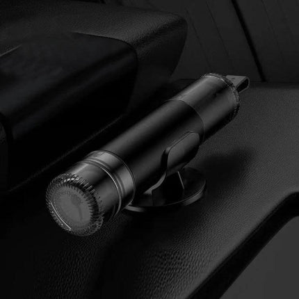 Compact Car Emergency Glass Hammer with Seat Belt Cutter compact alloy safety tool on car door armrest, 33g emergency window breaker and cutter