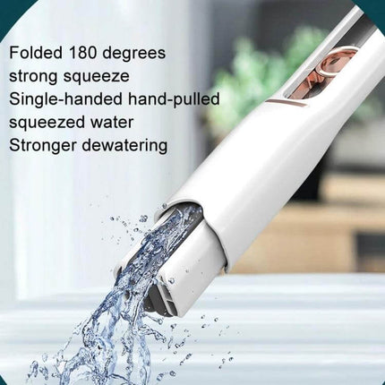 Desktop Mini Mop With Sponge Head For Quick Cleanups showing 180° fold, single-handed wringing and strong dewatering pouring out water
