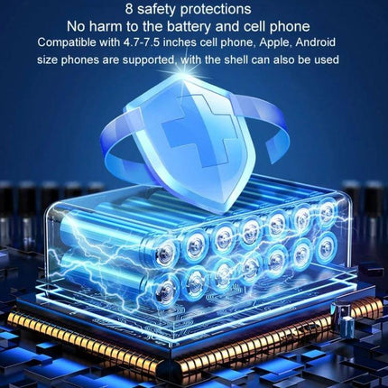 Car Wireless Charger Phone Holder With Air Vent Mount showing 8 safety protections and secure 15W wireless charging for 4.7-7.5 inch phones