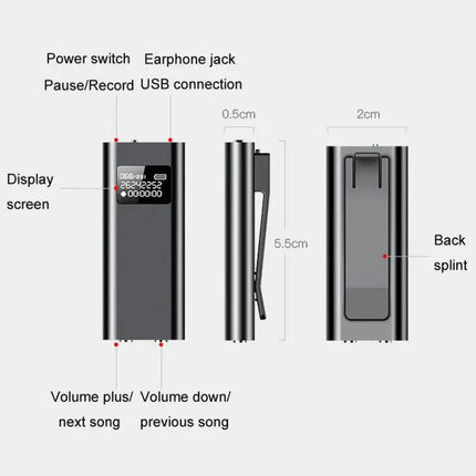 Q25 Voice Recorder 4-32GB HD Screen Noise Canceling Clip