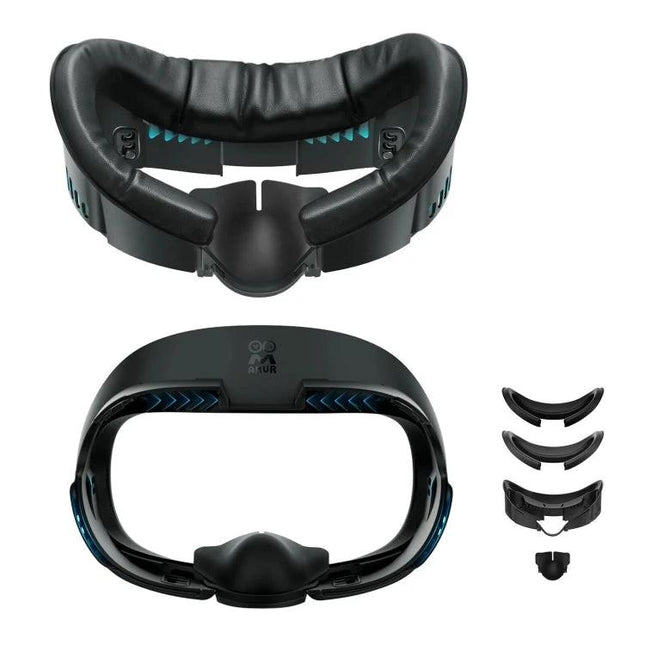 AMVR Breathable Comfort Mask for Meta Quest 3 VR Use shown front and back with replaceable foam pads and nose guard