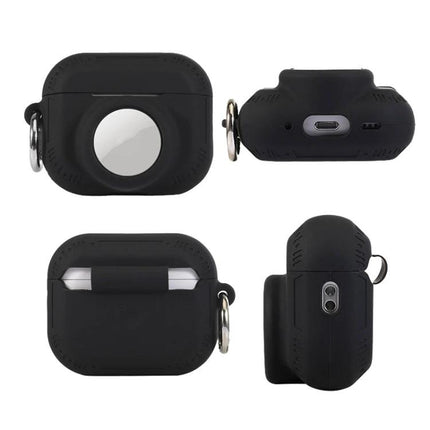 Protective Silicone Case for Everyday AirPods and AirTag Carry in black silicone with keyring, dust‑resistant, slim protective case for AirPods and AirTag