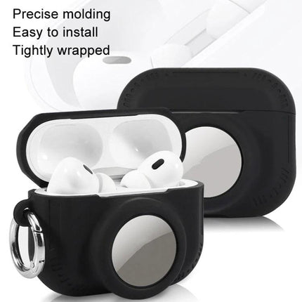 Protective Silicone Case for Everyday AirPods and AirTag Carry slim black silicone case with keyring, dust and drop protection