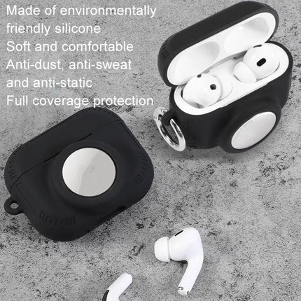 Protective Silicone Case for Everyday AirPods and AirTag Carry - Soft eco silicone cover with keyring for dust, sweat and drop protection