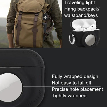 Protective Silicone Case for Everyday AirPods and AirTag Carry black soft dust-resistant keyring travel case
