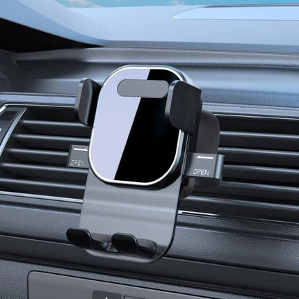 Car Air Vent Phone Holder For GPS Navigation And Safe Driving mounted on car vent, ABS silicone gravity-sensing clamp for secure hands-free navigation