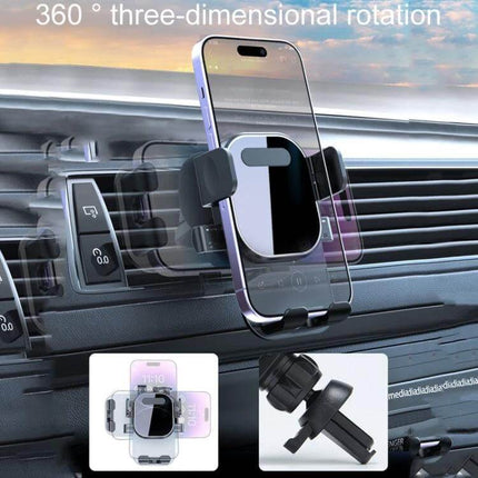 Car Air Vent Phone Holder For GPS Navigation And Safe Driving - gravity-sensing ABS silicone mount on air vent with 360° rotation
