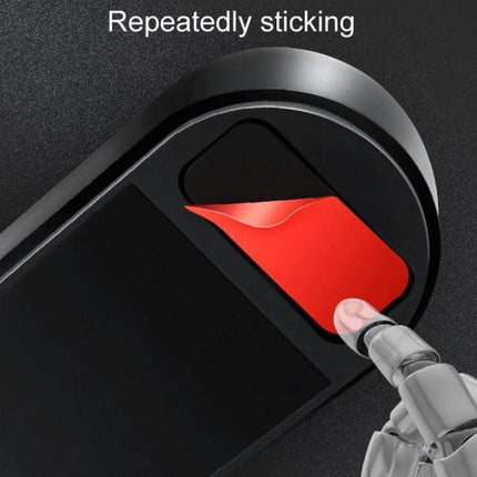 License Plate Privacy Card With Sliding Cover For Temporary Parking showing adhesive backing being peeled for repeated sticking