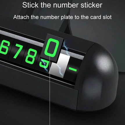 License Plate Privacy Card With Sliding Cover For Temporary Parking - closeup of black plastic card slot showing removable number stickers and sliding cover