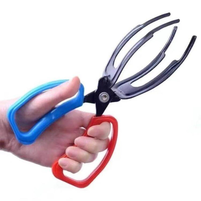 Fish Control Pliers 2 Claw For Safe Hand Use While Fishing - one-handed metal pliers with ABS handles for gripping slippery fish