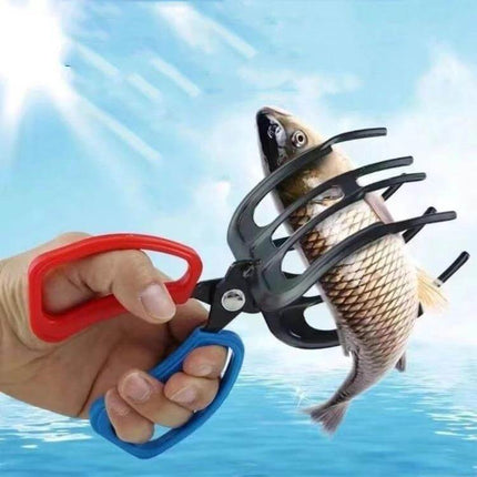 Fish Control Pliers 2 Claw For Safe Hand Use While Fishing - one-handed metal pliers with ABS handle gripping slippery fish