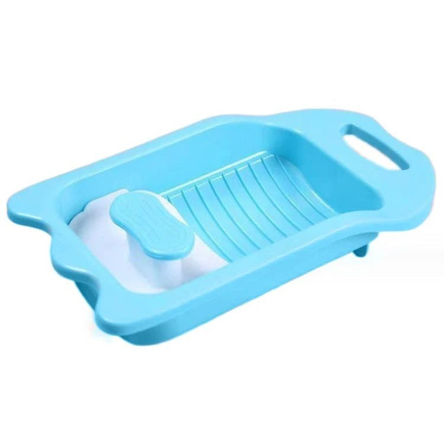 Handy Manual Washboard for Washing Socks and Underwear at Home - blue plastic washboard with anti-slip hand grip for delicates