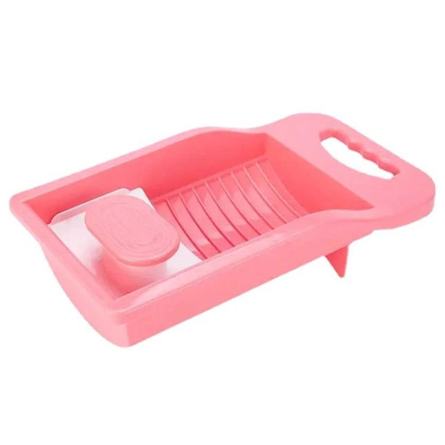 Handy Manual Washboard for Washing Socks and Underwear at Home pink portable washboard with anti-slip hand protection for delicates