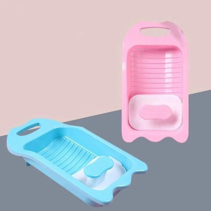 Handy Manual Washboard for Washing Socks and Underwear at Home - pink and blue portable plastic washboards with anti-slip hand protector