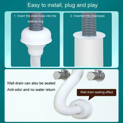 Daily Use Kitchen Drain Seal for Odor Prevention at Home - easy plug-and-play installation showing drain hose and downpipe sealing, anti-odor wall drain effect