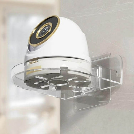 Transparent Wall Mounted Camera Bracket for Home Security mounted on wall holding dome camera, clear PC material, neat wire management