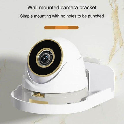 Transparent Wall Mounted Camera Bracket for Home Security - clear PC mount holding indoor surveillance camera, no-drill adhesive wall bracket for neat wire management