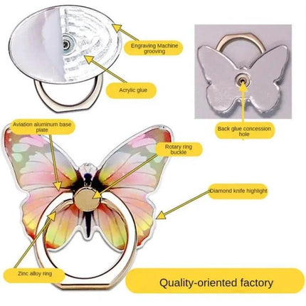 Cartoon Butterfly Phone Ring Holder for Easy Viewing and Grip - alloy butterfly ring grip for steady hands-free viewing