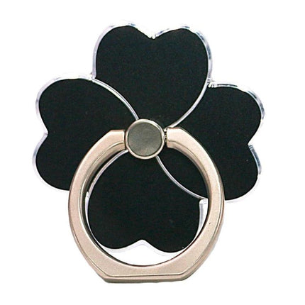 Metal Rotatable Finger Ring Holder for Phones and Tablets - black four-leaf clover metal ring holder for secure one-handed grip