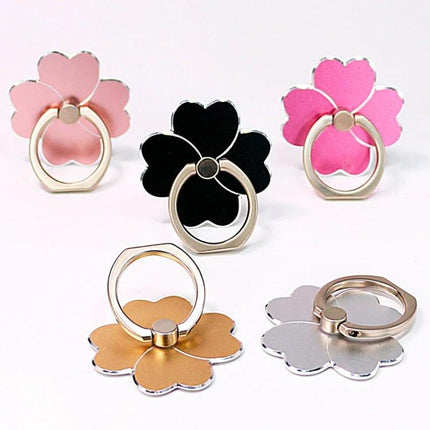 Metal Rotatable Finger Ring Holder for Phones and Tablets - flower-shaped aluminum & zinc alloy phone ring in pink black gold silver for secure one-handed grip