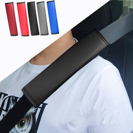 Car Leather Seat Belt Cover Shoulder Pads 6.5x23cm - black leather seat belt shoulder pad with 6mm EVA sponge for comfort