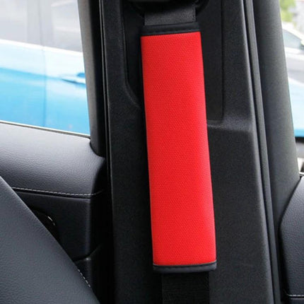 Car Leather Seat Belt Cover Shoulder Pads 6.5x23cm red leather EVA sponge shoulder pad installed on car seat belt