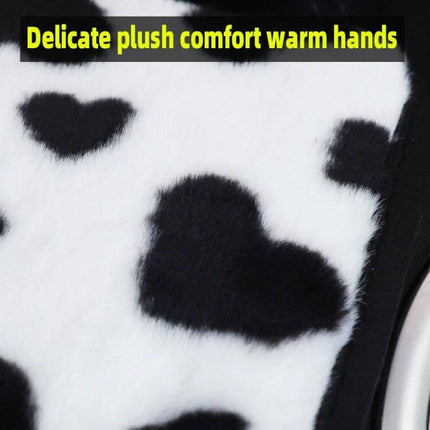 Plush Heart Pattern Car Center Console Cover Mat 32x19cm - soft black and white heart plush armrest cover for cars, SUVs and trucks