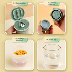 Compact 4-in-1 Mini Pill Organizer and Cutter with Grinding Function