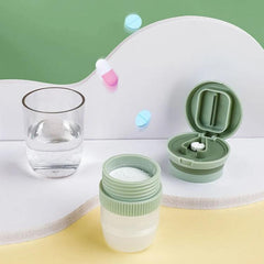 Compact 4-in-1 Mini Pill Organizer and Cutter with Grinding Function