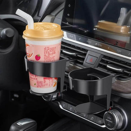 Car Air Conditioner Outlet Cup Holder Ashtray With Adjustable Clamp holding drink in car vent with sponge pad and anti-scratch clamp