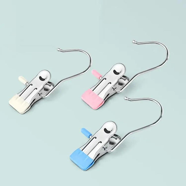 Stainless Steel Flat Clip With Hook For Laundry Drying Anti Scratch | Syndmart