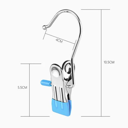 Stainless Steel Flat Clip With Hook For Laundry Drying Anti Scratch