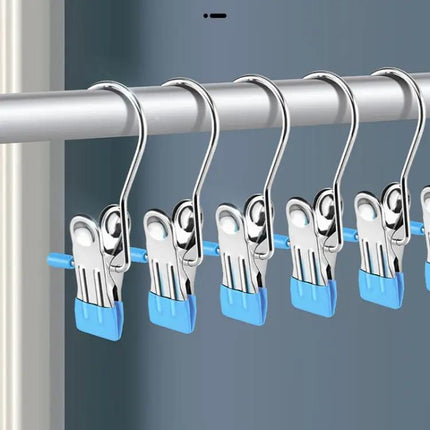 Stainless Steel Flat Clip With Hook For Laundry Drying Anti Scratch