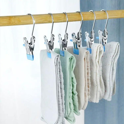 Stainless Steel Flat Clip With Hook For Laundry Drying Anti Scratch