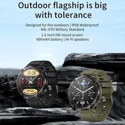 Sturdy Watch for Daily Adventures and Outdoor Activities showing two rugged smartwatches with activity tracking, heart rate, and notifications