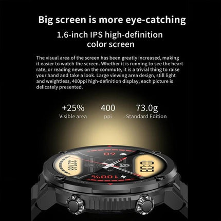 Sturdy Watch for Daily Adventures and Outdoor Activities with 1.6-inch IPS color screen, activity tracking, heart rate monitor and notifications