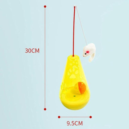 A Fun Interactive Toy for Keeping Cats Active at Home Daily - yellow swinging cat toy with plush mouse, 30cm x 9.5cm, promotes exercise and hunting play